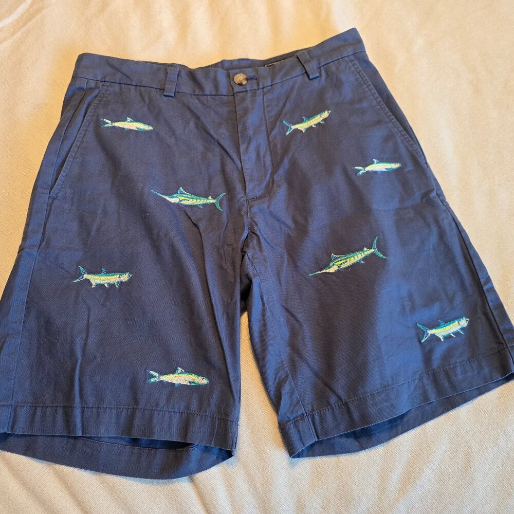 Vineyard Vines Blue Embroidered Mens Classic Breaker Fit Chino Short 30 x 9 GUC